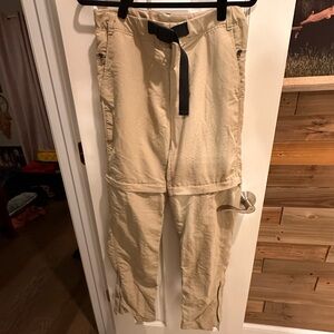 Northface , hiking Beige Convertible Cargo Pants with Belt